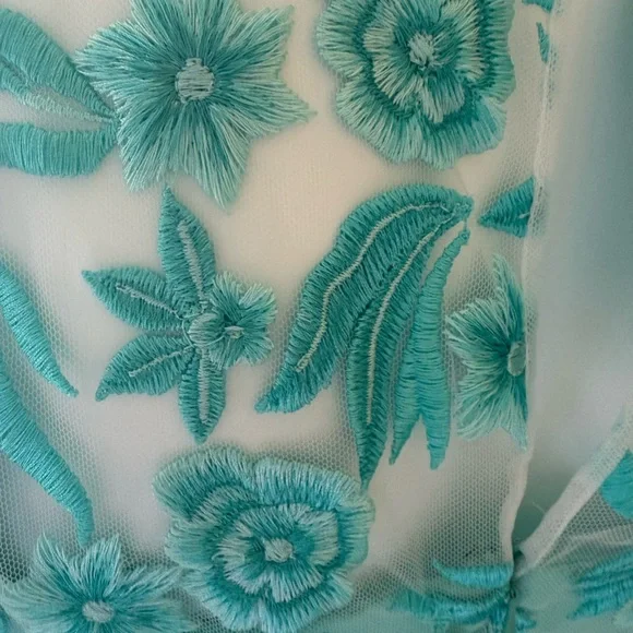 Naeem Khan Turquoise Floral Lace Mini Dress NWT - Picture 3 of 12